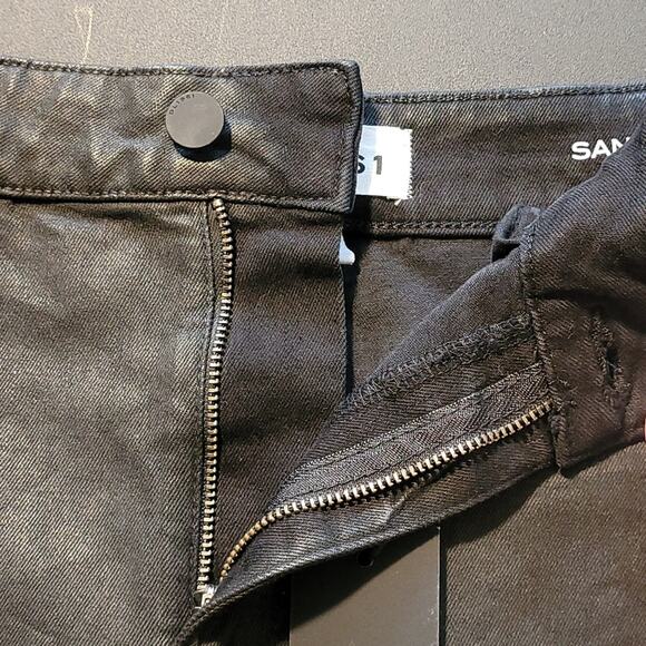 DL1961 Sandra Night Shine Black Coated Lace‑Up Denim Mini Skirt L NWT - Picture 6 of 16